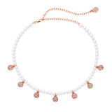 Cubic Zirconia & Pearl Station Necklace