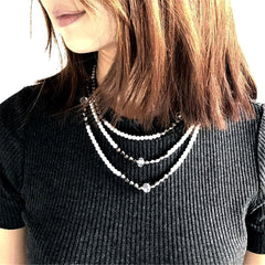 Pearl & Black Acrylic Beaded Necklace