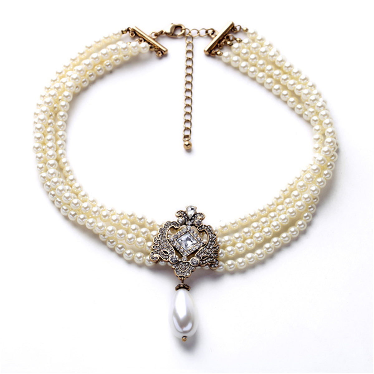 Pearl & Cubic Zirconia Layered Statement Necklace
