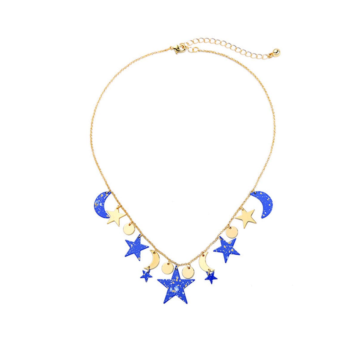 Blue Acrylic & 18K Gold-Plated Moon & Star Statement Necklace