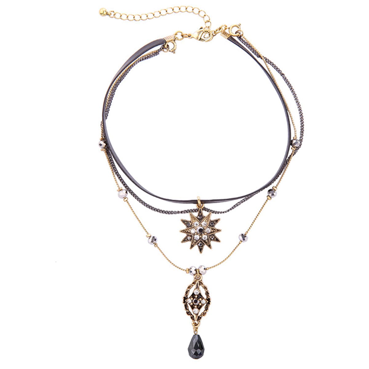 Crystal & Cubic Zirconia Sun Layered Pendant Necklace