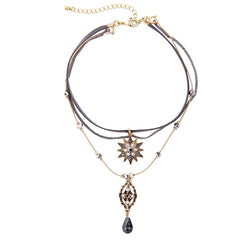 Crystal & Cubic Zirconia Sun Layered Pendant Necklace