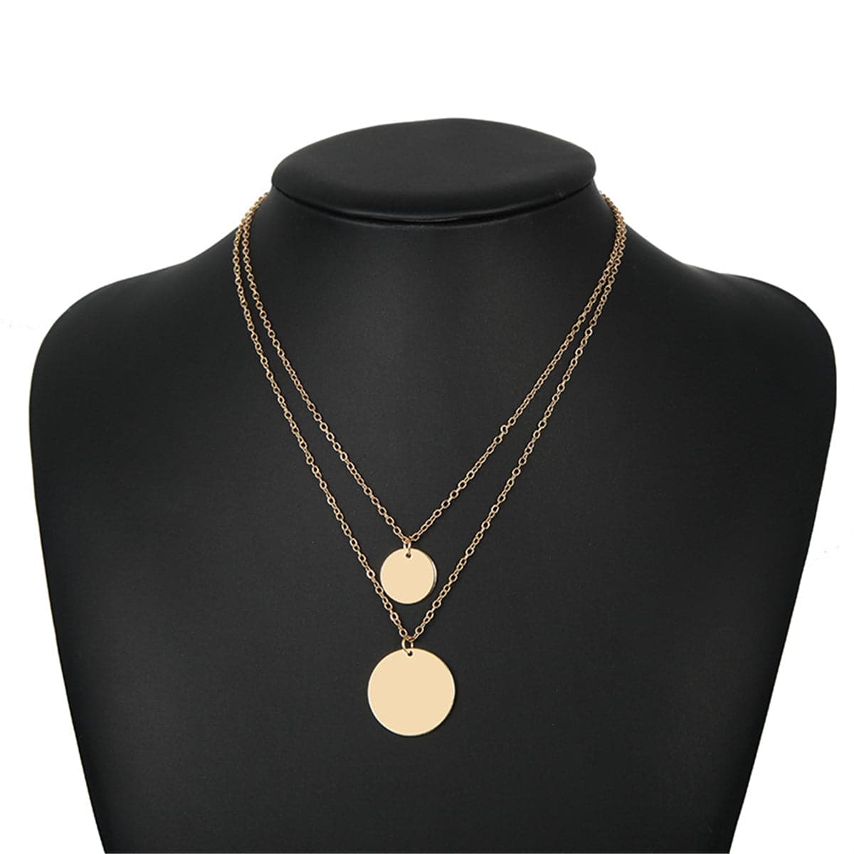 18K Gold-Plated Layered Disk Pendant Necklace