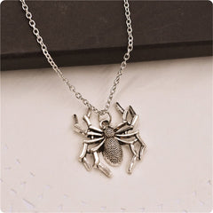 Silver-Plated Spider Pendant Necklace
